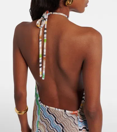 Missoni Patterned Halterneck Maxi Dress In Multi