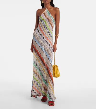 Missoni Patterned Halterneck Maxi Dress In Multi