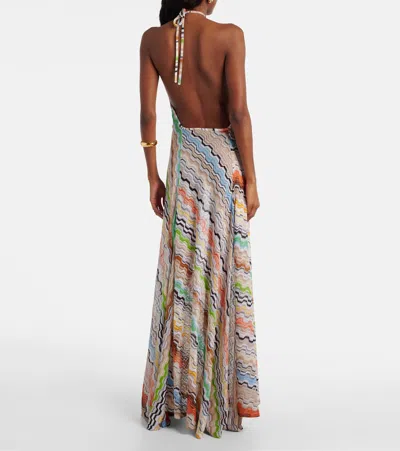 Missoni Patterned Halterneck Maxi Dress In Multi