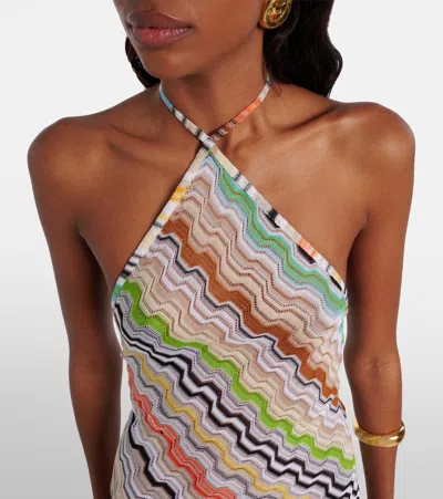 Missoni Patterned Halterneck Maxi Dress In Multi