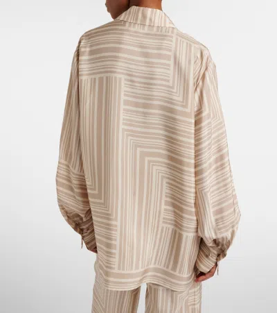 Joseph Womens Sand Dark Powder Atlan Grid-print Silk Shirt In Brown