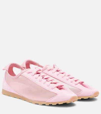 Jacquemus Les Tennis Suede And Leather Trimmed Mesh Sneakers In Pink