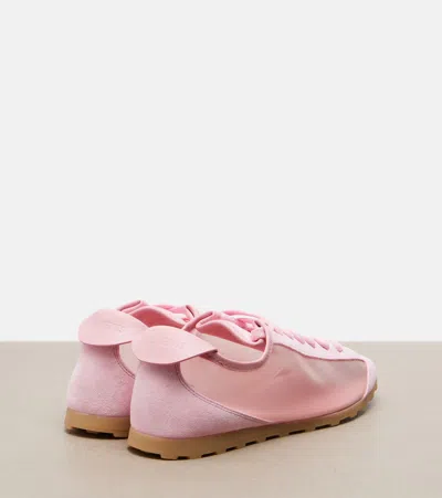 Jacquemus Les Tennis Suede And Leather Trimmed Mesh Sneakers In Pink