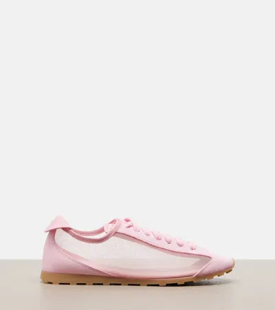 Jacquemus Les Tennis Suede And Leather Trimmed Mesh Sneakers In Pink