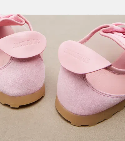 Jacquemus Les Tennis Suede And Leather Trimmed Mesh Sneakers In Pink