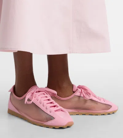 Jacquemus Les Tennis Suede And Leather Trimmed Mesh Sneakers In Pink