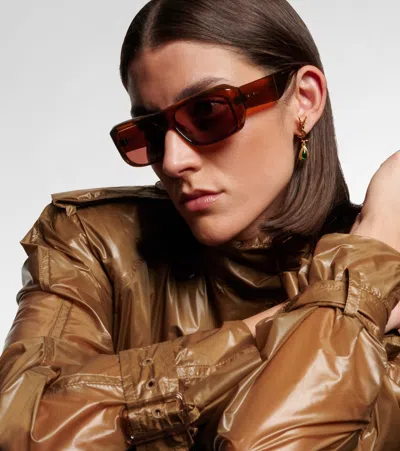 Saint Laurent Sl Logo Rectangular Sunglasses In Brown
