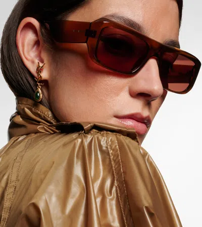 Saint Laurent Sl Logo Rectangular Sunglasses In Brown