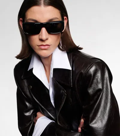 Saint Laurent Sl Logo Rectangular Sunglasses In Black