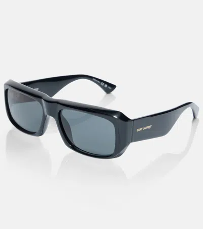 Saint Laurent Sl Logo Rectangular Sunglasses In Black