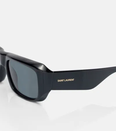 Saint Laurent Sl Logo Rectangular Sunglasses In Black