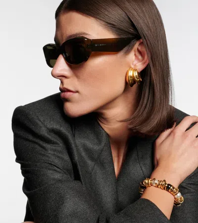 Saint Laurent Sl Logo Rectangular Sunglasses In Brown