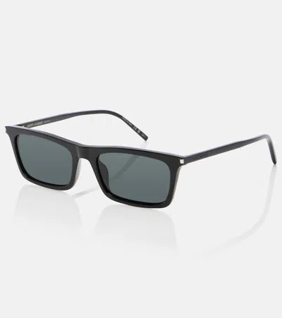Saint Laurent Corner Angle Rectangular Sunglasses In Black