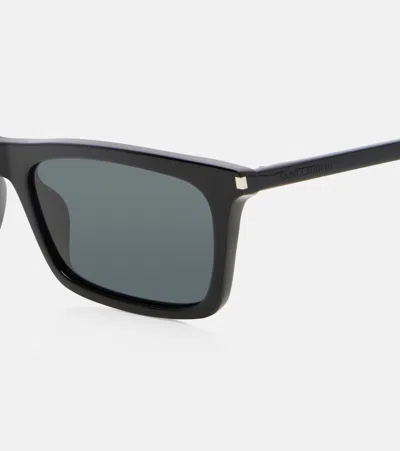 Saint Laurent Corner Angle Rectangular Sunglasses In Black