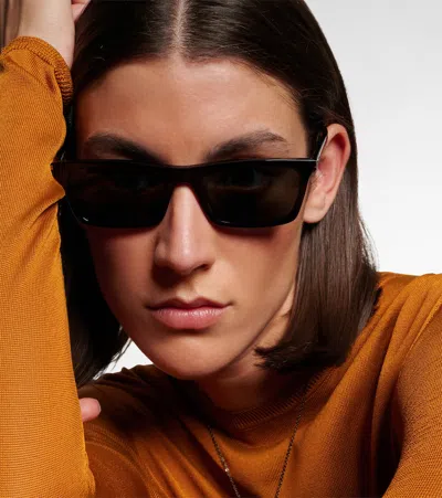 Saint Laurent Corner Angle Rectangular Sunglasses In Black