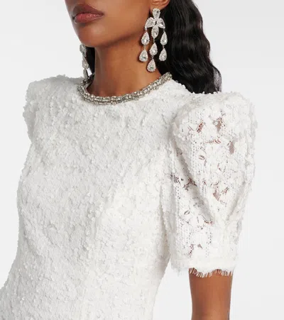 Rebecca Vallance Dillon Crystal And Sequin-embellished Lace Mini Dress In White