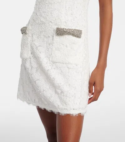 Rebecca Vallance Dillon Crystal And Sequin-embellished Lace Mini Dress In White