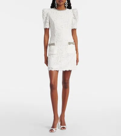 Rebecca Vallance Dillon Crystal And Sequin-embellished Lace Mini Dress In White