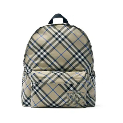 Burberry Checked Backpack In Brown