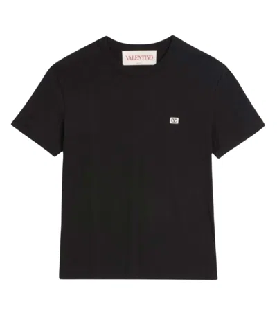 Valentino Logo Patch Crew Neck Short Sleeve T-shirt In Black