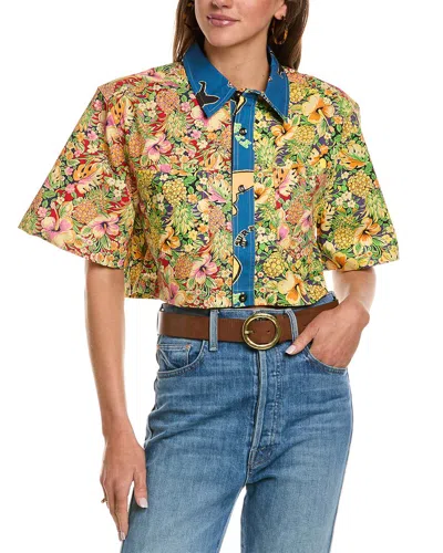 Re/done Patchwork-design Cropped Shirt In Multi