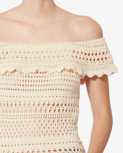 Isabel Marant Étoile Zaelle Off The Shoulder Crochet Top In Neutral