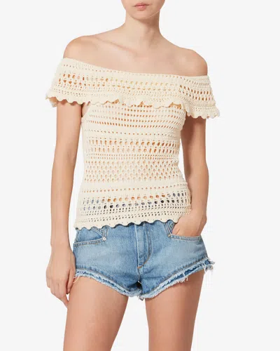 Isabel Marant Étoile Zaelle Off The Shoulder Crochet Top In Neutral