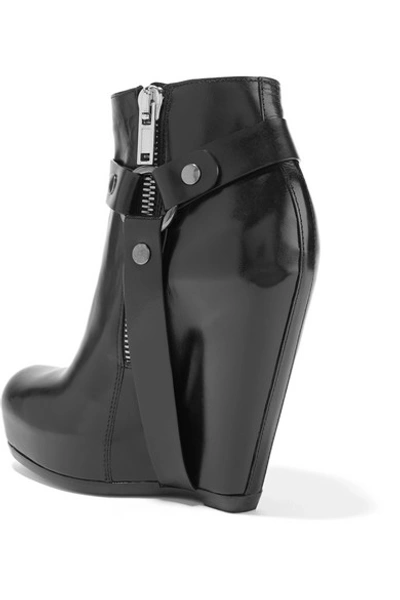 Shop Rick Owens Leather Wedge Ankle Boots