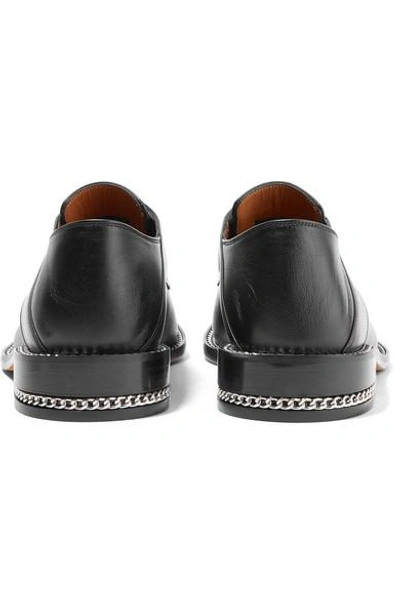 Shop Givenchy Chain-trimmed Leather Collapsible-heel Brogues In Black