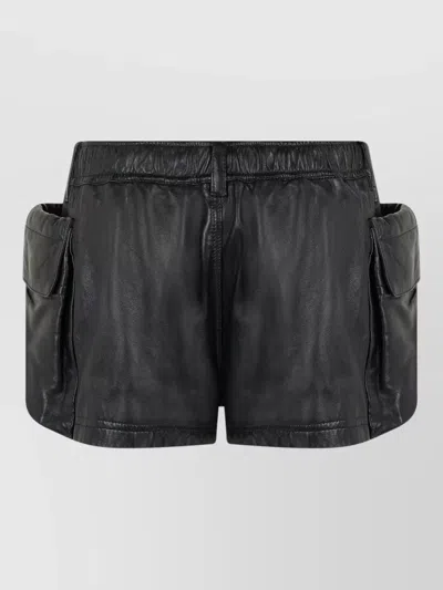 R13 Lethestanether Mini Cargo Shorts In Black