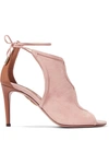 Aquazzura Woman Nomad Cutout Suede And Leather Sandals Pastel Pink In Caffe Latte/whiskeybeige