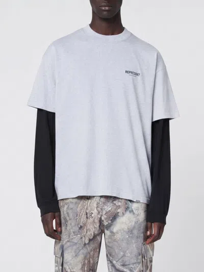 Represent Cotton Logo T-shirt In Gray