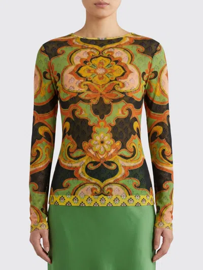 Etro Baroque Patterned Mesh Sweater In Multi