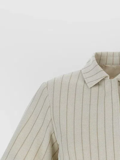 Max Mara Mxmangio Collared Striped Jacket Front Pockets In Neutral
