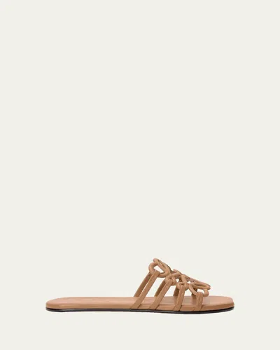 Loewe Petal Anagram Calfskin Strappy Flat Slide In Multi