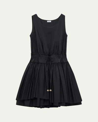 Loewe Drawstring Mini Dress In Black