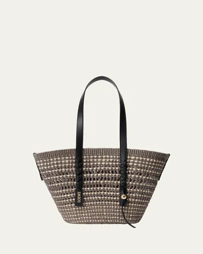 Loewe Braid Medium Woven Handbag In Brown