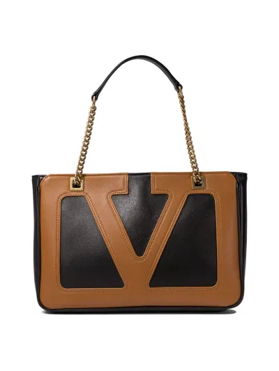 Valentino Garavani Black Nappa Leather Small Viva Superstar Shoulder Bag In Multi