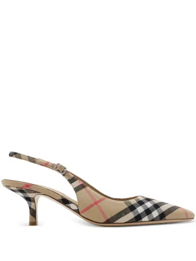 Burberry Adjustable Buckled Strap Pointed Toe Kitten Heel Shoes 5.5cm In Animal Print