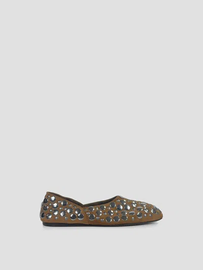 Khaite Jane Studded Leather Ballerina Flats In Multi