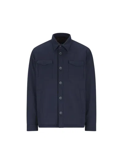 Herno Flap-pocket Buttoned Overshirt In Blue