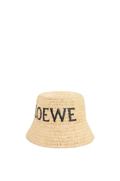 Loewe Logo-embroidered Raffia Bucket Hat In Pattern