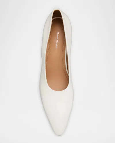 Maison Margiela Womens White H55 Pointed-toe Leather Courts Eur 40 / 7 Uk In Animal Print