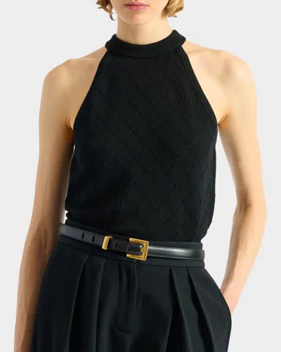 Balmain Anthem Leather Belt In Black