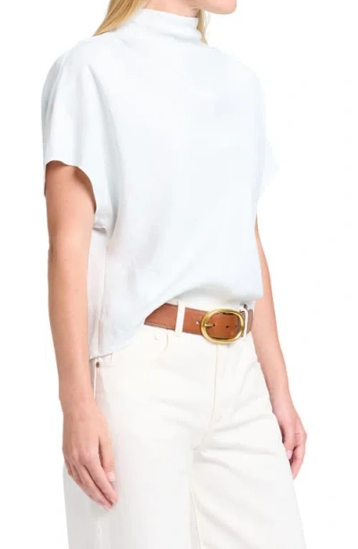 Twp Draped Satin Blouse In White