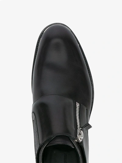 Shop Alexander Mcqueen Zipped Derby Shoes In Black