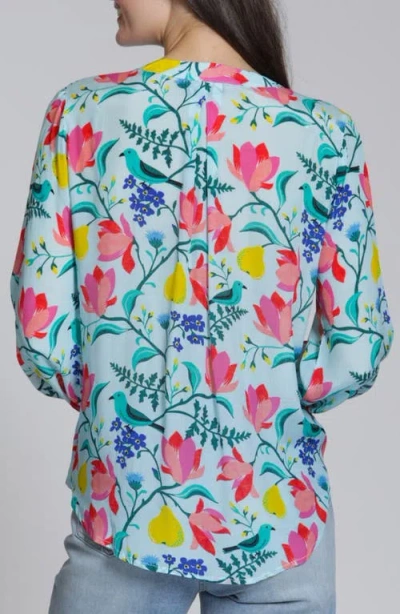 Apny Split Neck Top In Multi