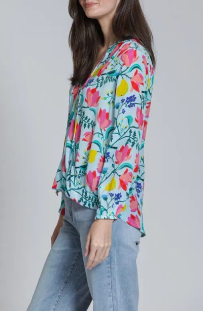 Apny Split Neck Top In Multi