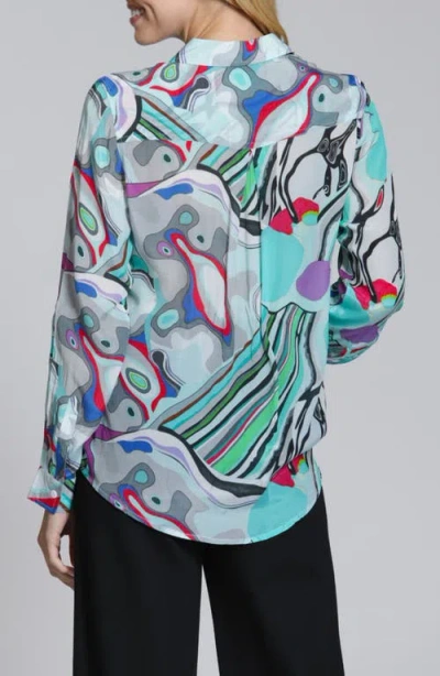 Apny Roll Sleeve Button-up Shirt In Multi