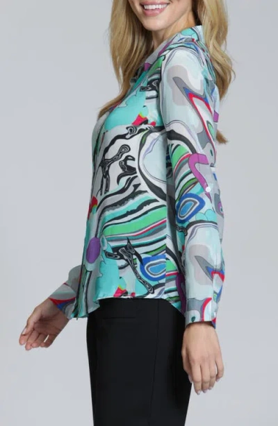 Apny Roll Sleeve Button-up Shirt In Multi